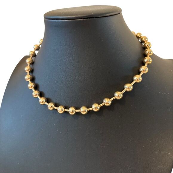 Goldtone Ball Choker Necklace. - Picture 3 of 5